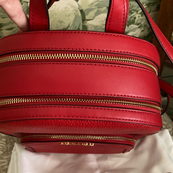 Michael Kors NWT Jaycee Backpack Red Saffiano Pebbled Leather gold hardware. - Picture 9 of 11